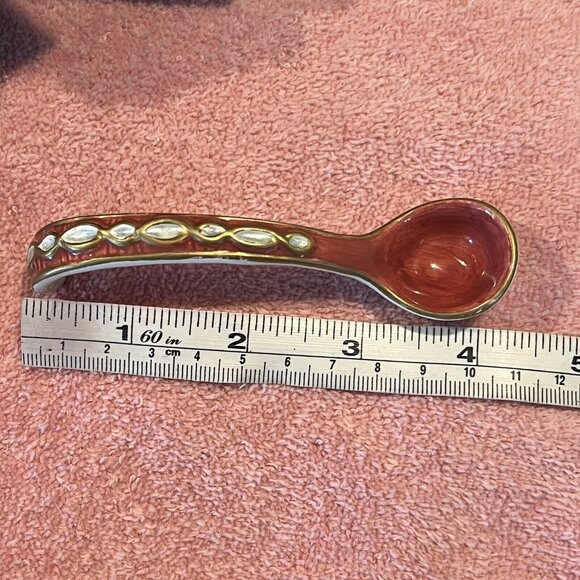 Fitz and Floyd Florentine Christmas Sugar Spoon 4.25" Ceramic - Picture 7 of 9